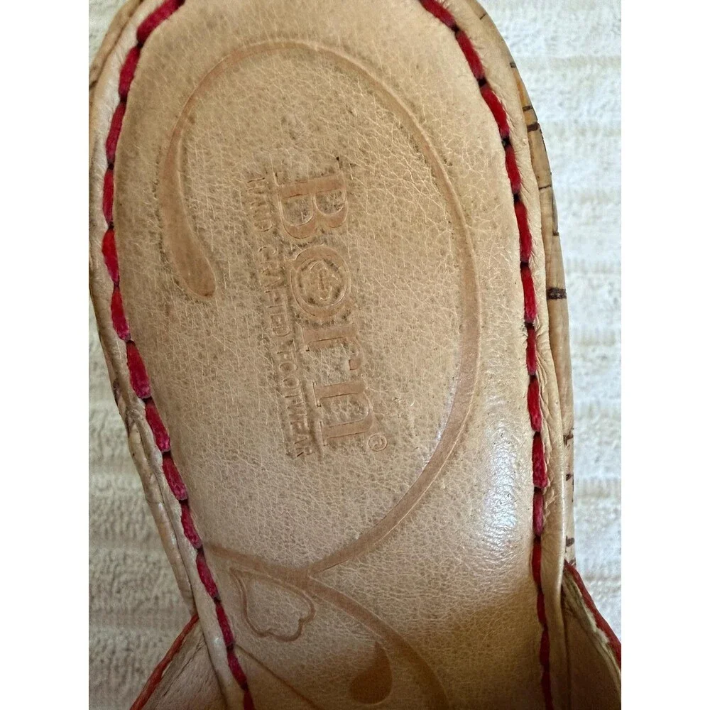 Born Women’s Red Patent Leather Wedge Slide Sandals Size 8 M